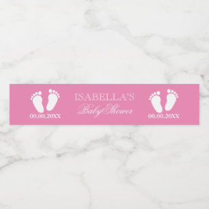 Rótulo Para Garrafa De Vinho Pés de bebê rosa pegadas personalizadas baby showe