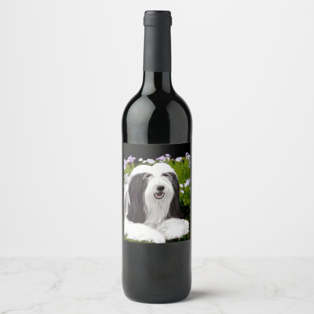 Rótulo Para Garrafa De Vinho Pintura Collie com Manteiga - Arte Cachorra Origin (Frente)