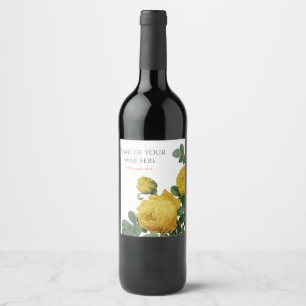 Rótulo Para Garrafa De Vinho Pintura do rosa amarelo do vintage