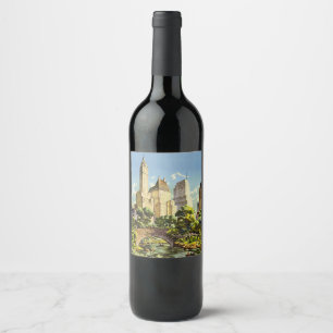 Rótulo Para Garrafa De Vinho Poster vintage Central Park Nova Iorque