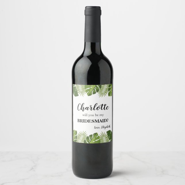 Rótulo Para Garrafa De Vinho Proposta de Bridesmaid Vinho tropical (Frente)
