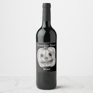 Rótulo Para Garrafa De Vinho Pumpkin Head Wine   Halloween