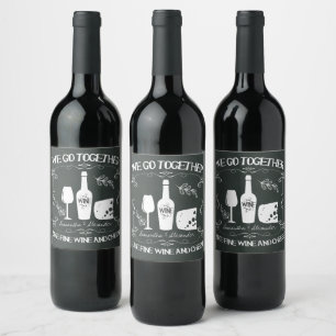 Rótulo Para Garrafa De Vinho Quadro do vintage nós vamos junto tipografia