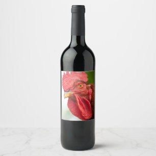 Rótulo Para Garrafa De Vinho Rhode - galo do vermelho da ilha