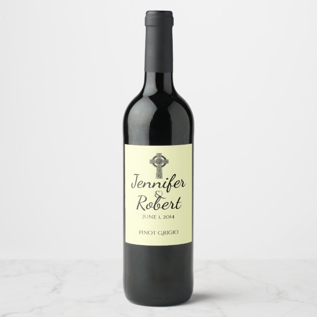 Rótulo Para Garrafa De Vinho Rótulo da Cruz Celta na Mítica Negra do Vinho de M (Frente)