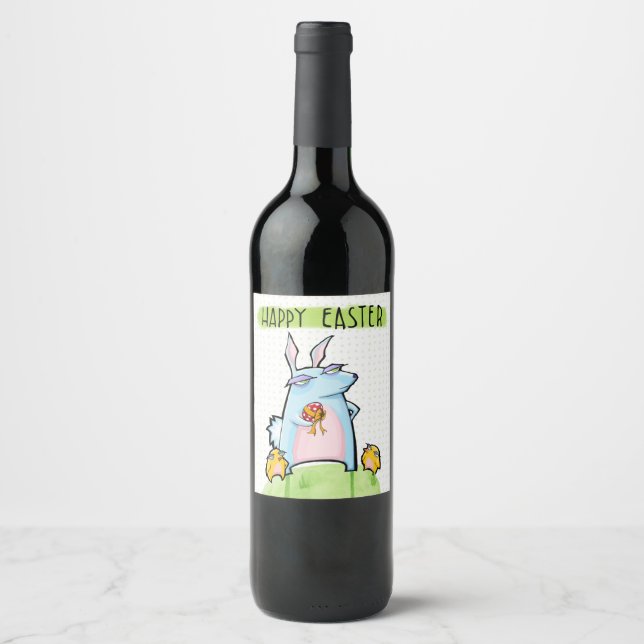 Rótulo Para Garrafa De Vinho Rótulo de Garrafa de Páscoa de Coelho Agrupado (Frente)