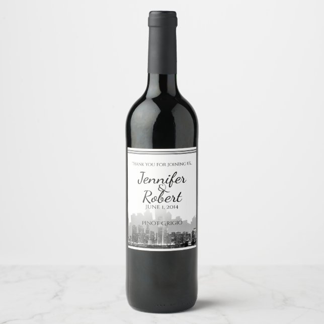 Rótulo Para Garrafa De Vinho Rótulo de Vinho de Casamento de Destino de Chicago (Frente)