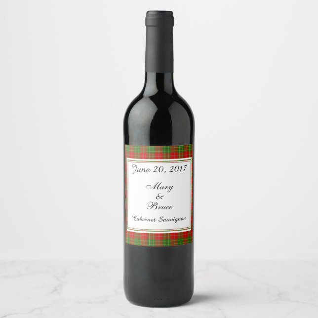 Rótulo Para Garrafa De Vinho Rótulo de Vinho de Casamento Escocês Burnett (Frente)