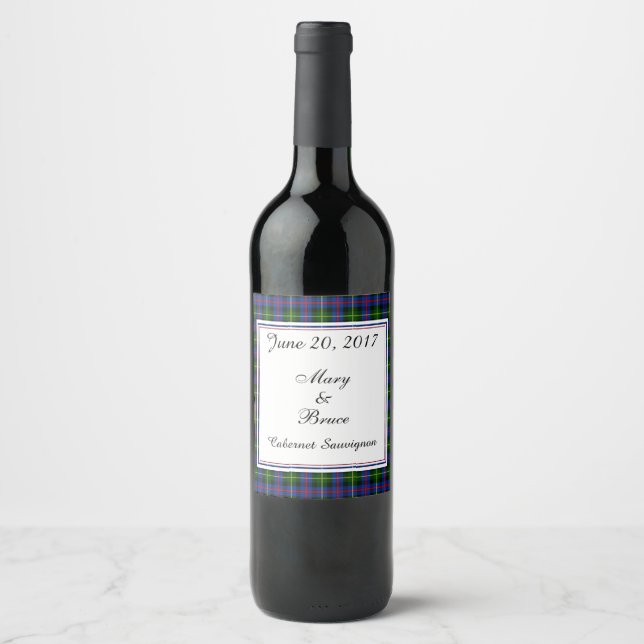 Rótulo Para Garrafa De Vinho Rótulo de Vinho de Casamento escocês Farquharson (Frente)
