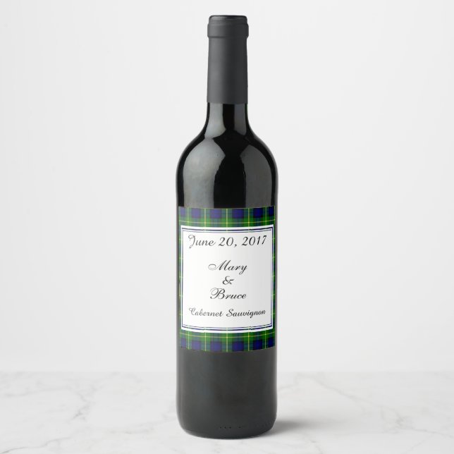 Rótulo Para Garrafa De Vinho Rótulo de Vinho de Casamento Gordon Scottish (Frente)