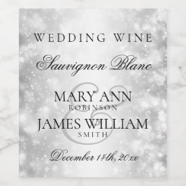 Rótulo Para Garrafa De Vinho Rótulo de Vinho de Casamento Luzes do Shimmer Prat