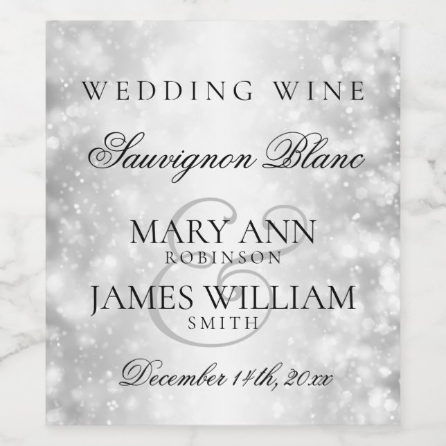 Rótulo Para Garrafa De Vinho Rótulo de Vinho de Casamento Luzes do Shimmer Prat (Rótulo Único)