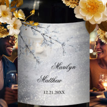 Rótulo de Vinho de Casamento no inverno de Natal c