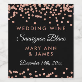 Rótulo Para Garrafa De Vinho Rótulo de Vinho de Casamento Rosa Dourado Glitter 
