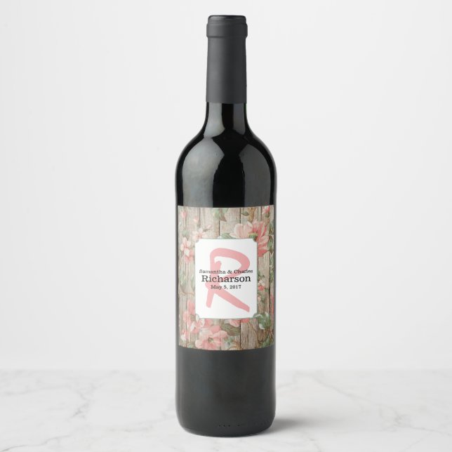 Rótulo Para Garrafa De Vinho Rótulo de Vinho de Casamento Rustic Primavera (Frente)