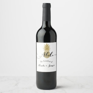 Rótulo Para Garrafa De Vinho Rótulo de Vinho de Noiva Tropical Branco Abacaxi D