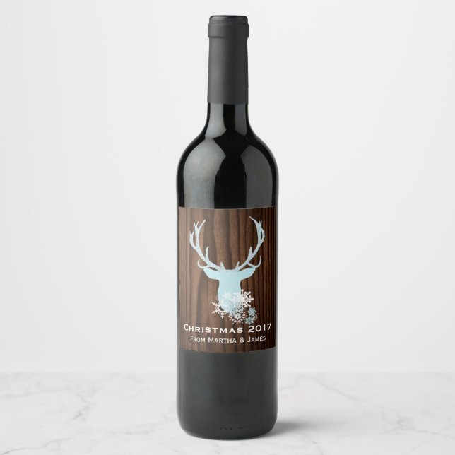 Rótulo Para Garrafa De Vinho Rótulo de Vinho de Vinho Russo Blue Deer Head (Frente)