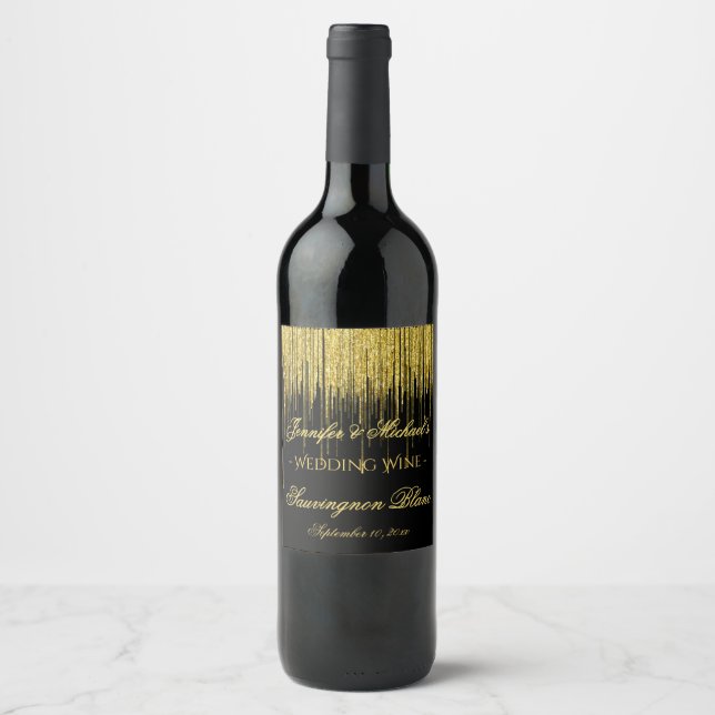 Rótulo Para Garrafa De Vinho Rótulo de Vinho do Fluxo de Lixo Ouro (Frente)
