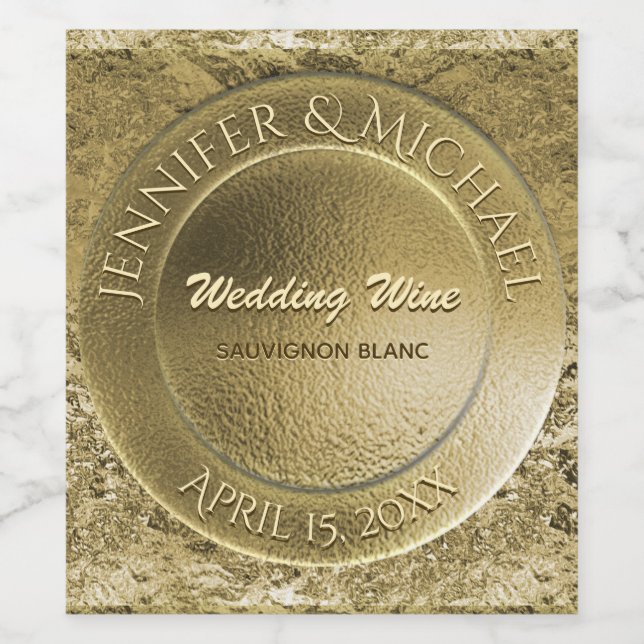 Rótulo Para Garrafa De Vinho Rótulo de Vinho Personalizado em Folha de Ouro Fau (Rótulo Único)