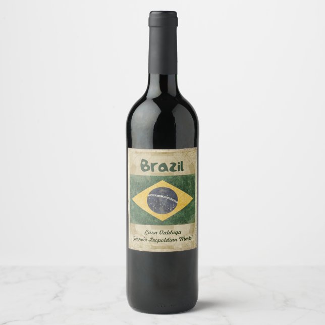 Rótulo Para Garrafa De Vinho Rótulo do Vinho Brasil (Frente)