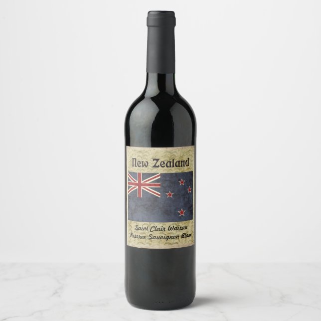 Rótulo Para Garrafa De Vinho Rótulo do Vinho Nova Zelândia (Frente)