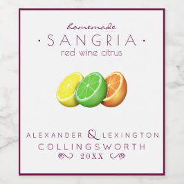 Rótulo Para Garrafa De Vinho Sangria Red