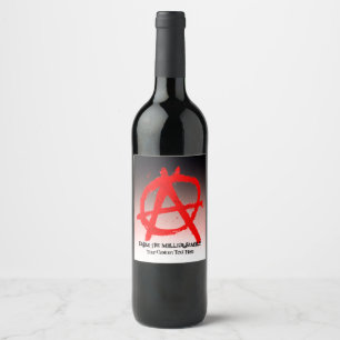 Rótulo Para Garrafa De Vinho Símbolo Grungy Red Anarchy