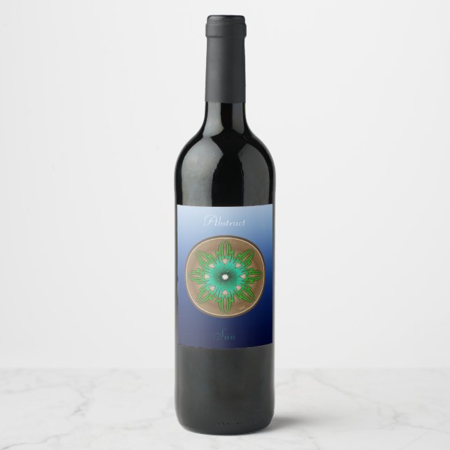 Rótulo Para Garrafa De Vinho Sol verde (Frente)