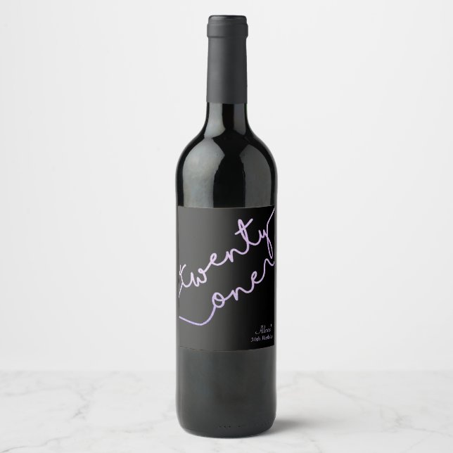 Rótulo Para Garrafa De Vinho Sparkle, Partido aniversário de 21 anos da Glitter (Frente)