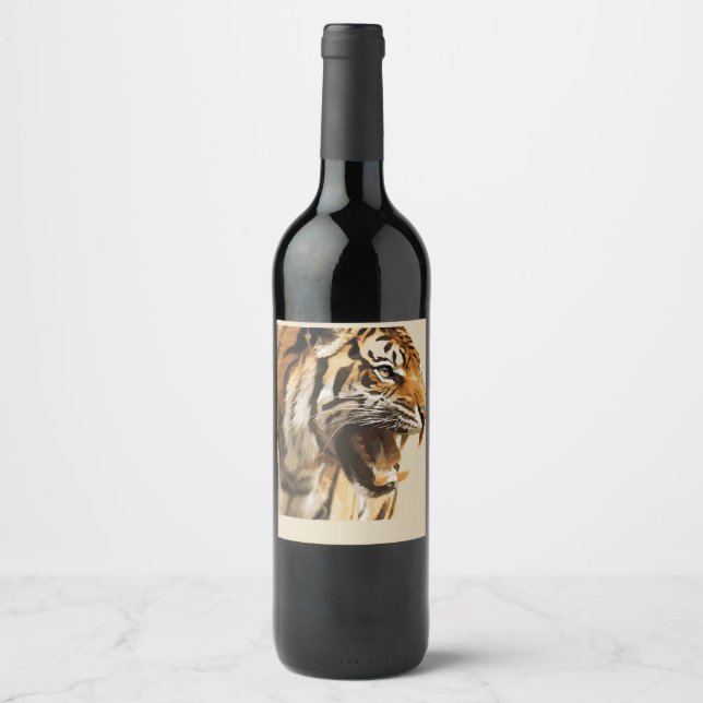 Rótulo Para Garrafa De Vinho tigre (Frente)