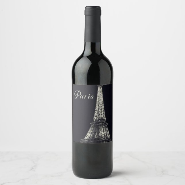 Rótulo Para Garrafa De Vinho Torre Eiffel em Paris (Frente)