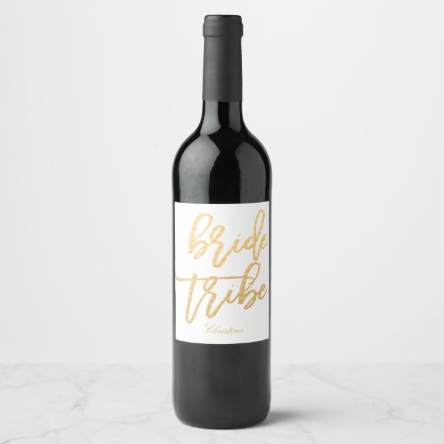 Rótulo Para Garrafa De Vinho Tribo Bride Dourada |Equipe Bride-2 (Frente)
