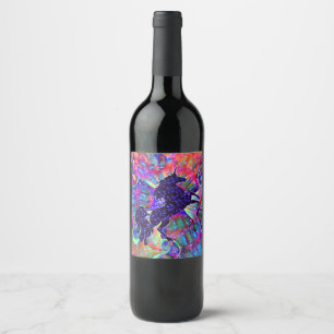 Rótulo Para Garrafa De Vinho UNICORN DO UNIVERSO multicolor