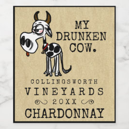 Rótulo Para Garrafa De Vinho Vaca Bêbada Casada Engraçada