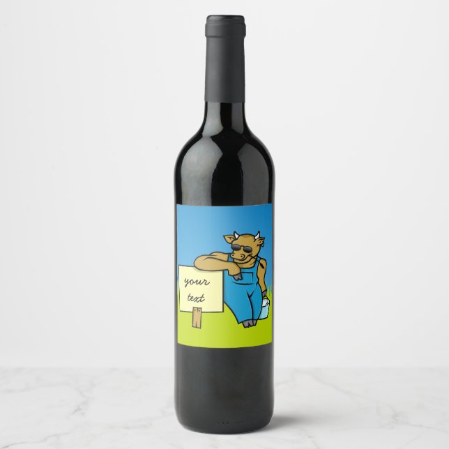 Rótulo Para Garrafa De Vinho Vaca com sinal (Frente)