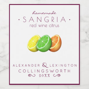 Rótulo Para Garrafa De Vinho Vermelho Sangria