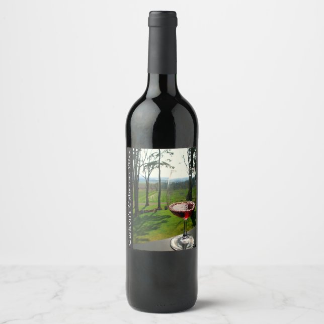 Rótulo Para Garrafa De Vinho Vidro de vinho e rótulo de vinho Design (Frente)