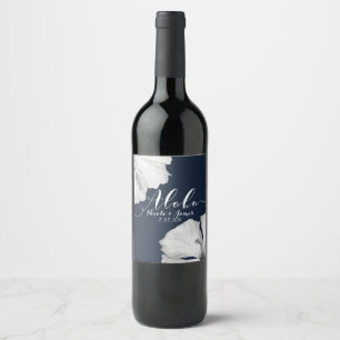 Rótulo Para Garrafa De Vinho Vinho Branco Hibisco Azul Tropical Casamento Aloha