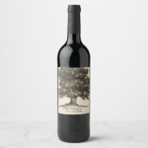 Vinho de C Casamento Personalizado com Árvore e Lu