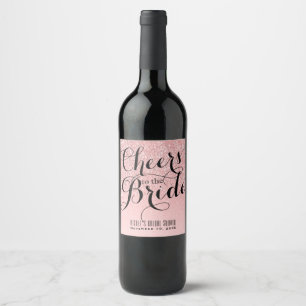 Rótulo Para Garrafa De Vinho Vinho de Noiva Rosa e Prata BRINDE À NOIVA