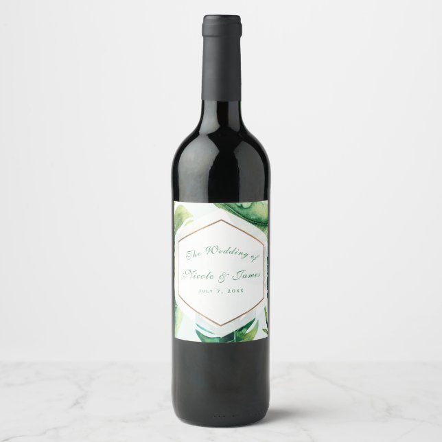 Rótulo Para Garrafa De Vinho Vinho Dourado Verde Verde Branco (Frente)