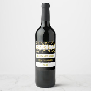 Rótulo Para Garrafa De Vinho Vinho feito sob encomenda do ano novo dos confetes