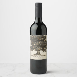 Rótulo Para Garrafa De Vinho Vinho Personalizado de Casamento com Árvore e Luze
