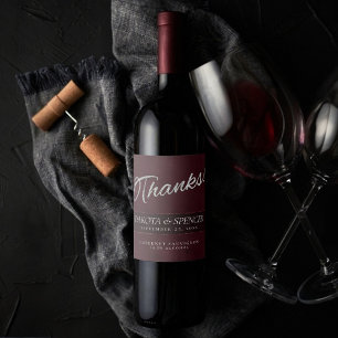 Rótulo Para Garrafa De Vinho Vinho-Vinho-Vinho   Obrigados do Maroon Bordeaux M