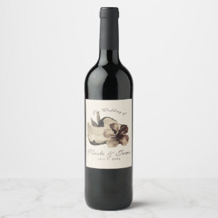 Rótulo Para Garrafa De Vinho Vintage Coconut Tropical e Vinho de Casamento Hibi