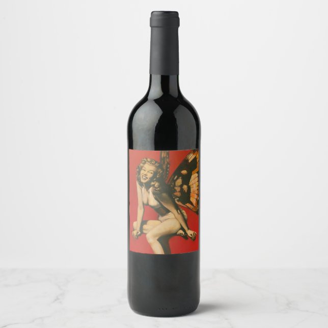 Rótulo Para Garrafa De Vinho Vintage Fairy Custom Wine Lable (Frente)