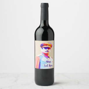 Rótulo Para Garrafa De Vinho Vintage Joseph Stalin WW2 Rússia Ditador Colorido
