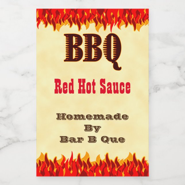 Rótulo Personalizado de Molho Picante BBQ 2x3" com (Rótulo Único)