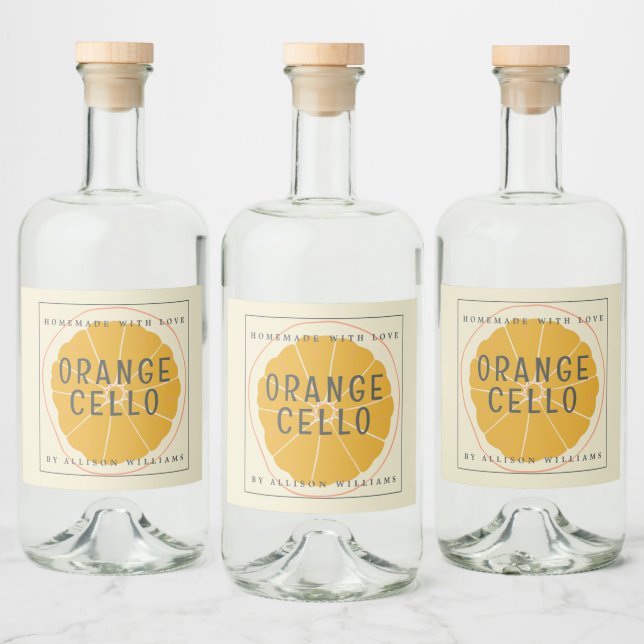 Rótulo Personalizado de Orangecello Caseiro (Garrafas)