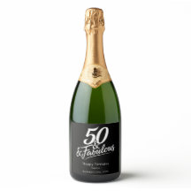 Rótulo personalizado de vinho Chic Script 50 e Fab